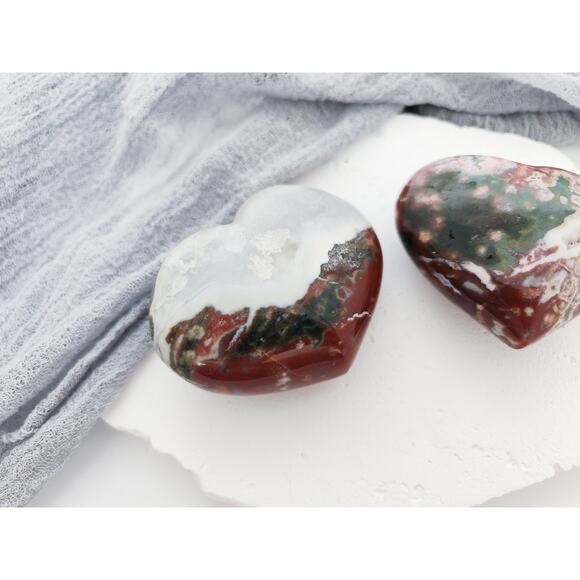 Ocean Jasper Puffy Heart Crystal Carving - Picture 3 of 8